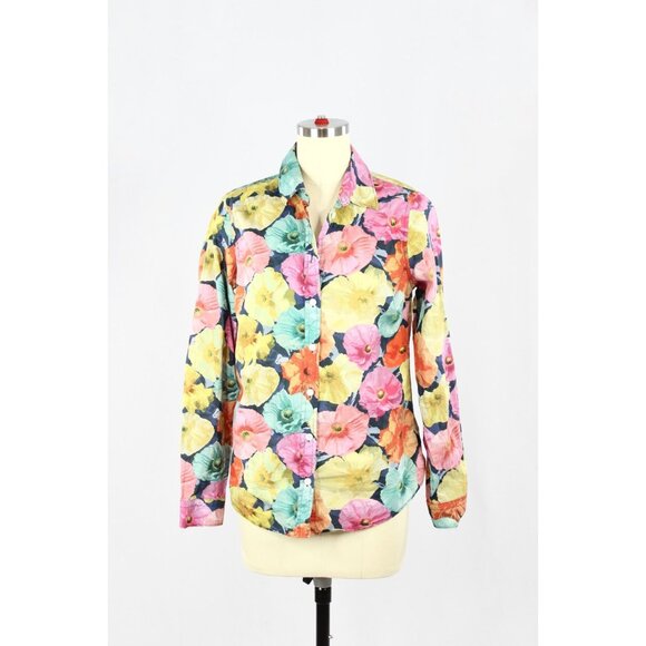 SIMONS x LIBERTY Poppy Wonder Floral Cotton Voile Button Down Blouse, Size XS - Picture 1 of 14